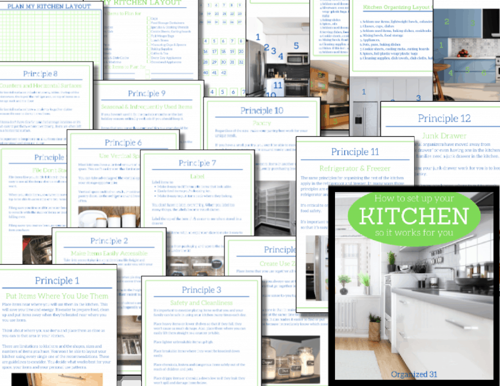 collage of pages of ebook including kitchen images.