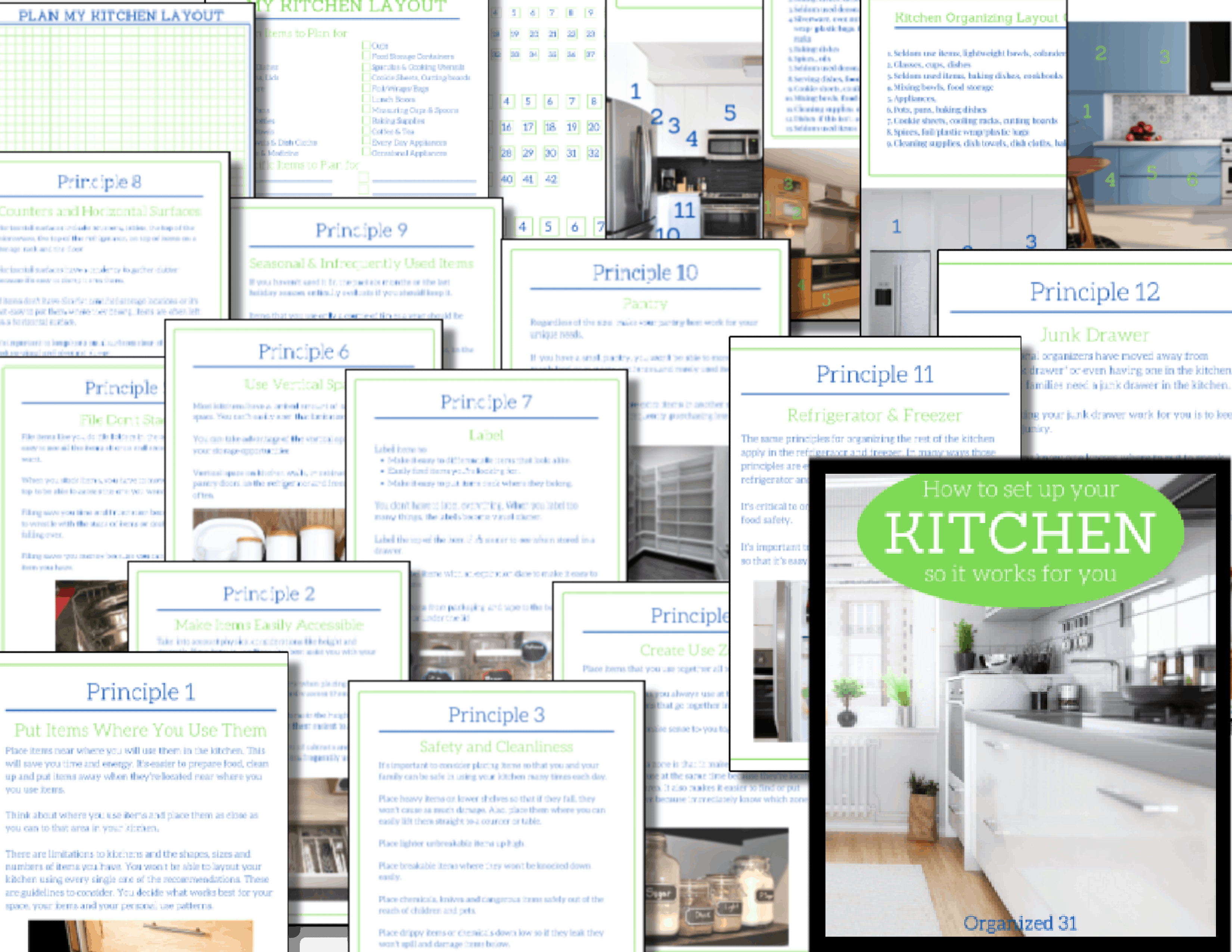 collage of pages of ebook including kitchen images