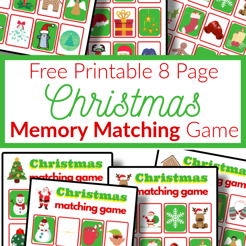 colorful Christmas memory matching game boards.