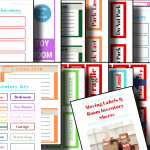 colorful moving labels and inventory sheets
