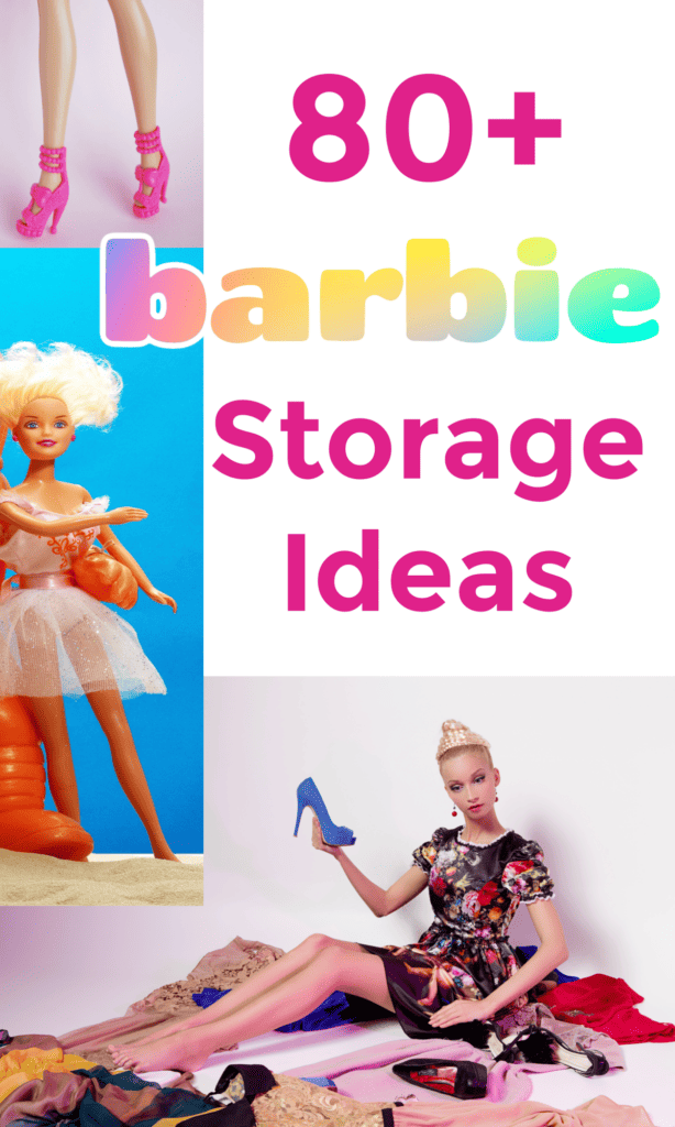 collage of Barbie doll images and text overlay.