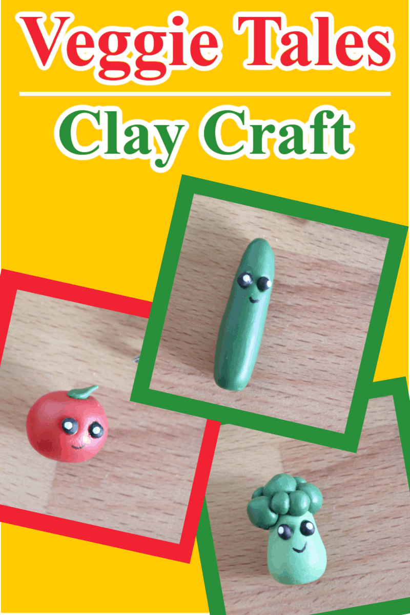 collage of small cute clay vegetables