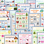 collage of many colorful scavenger hunt game boards