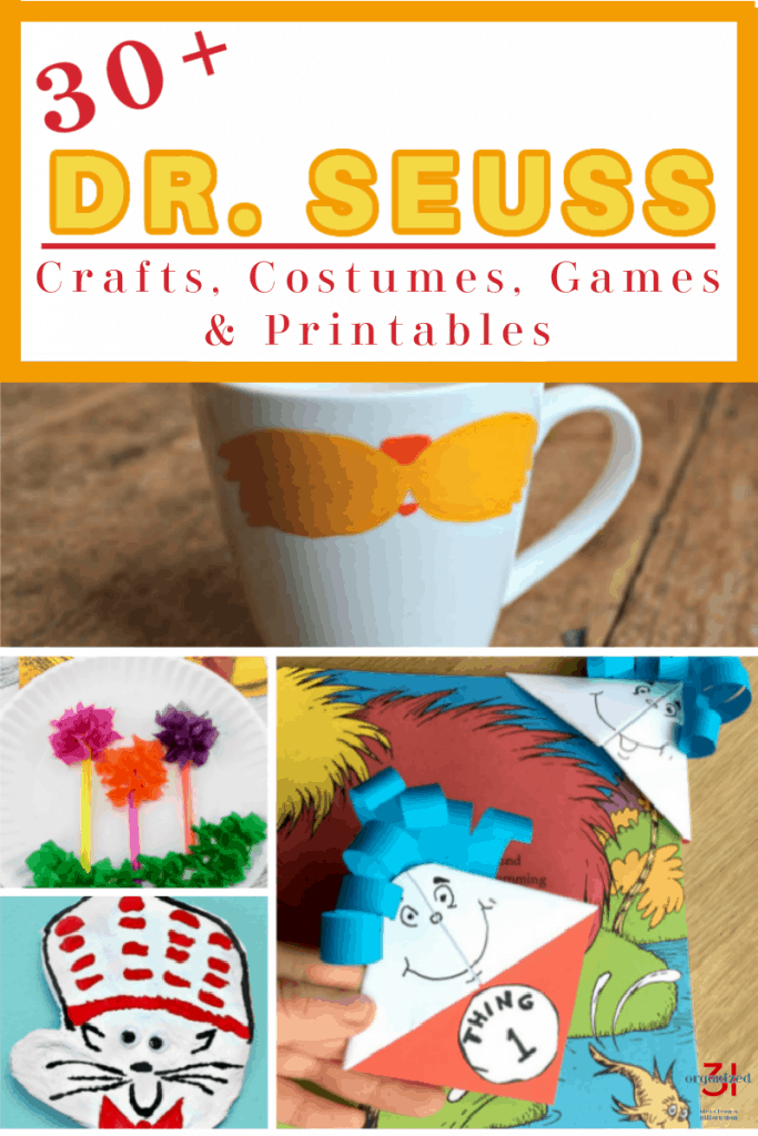 collage of 4 simple Dr. Seuss crafts