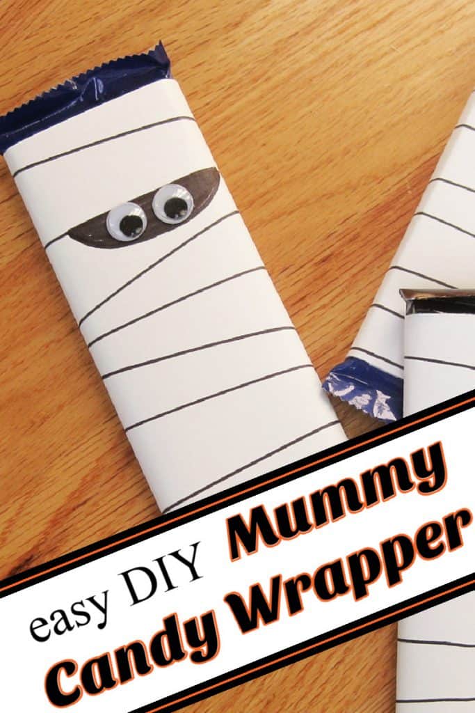 mummy wrappers with googly eyes on candy bars