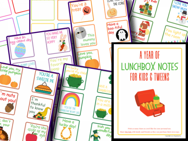 colorful images of lunchbox notes for kids