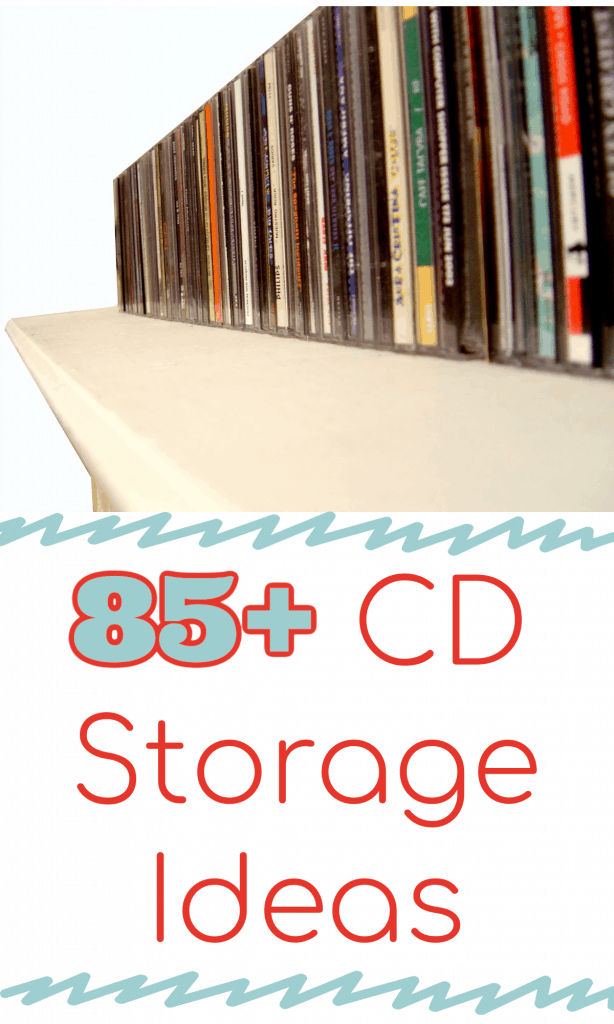 shelf with row of music CDs