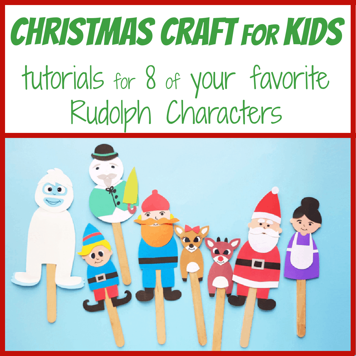 8 colorful Christmas character puppets craft