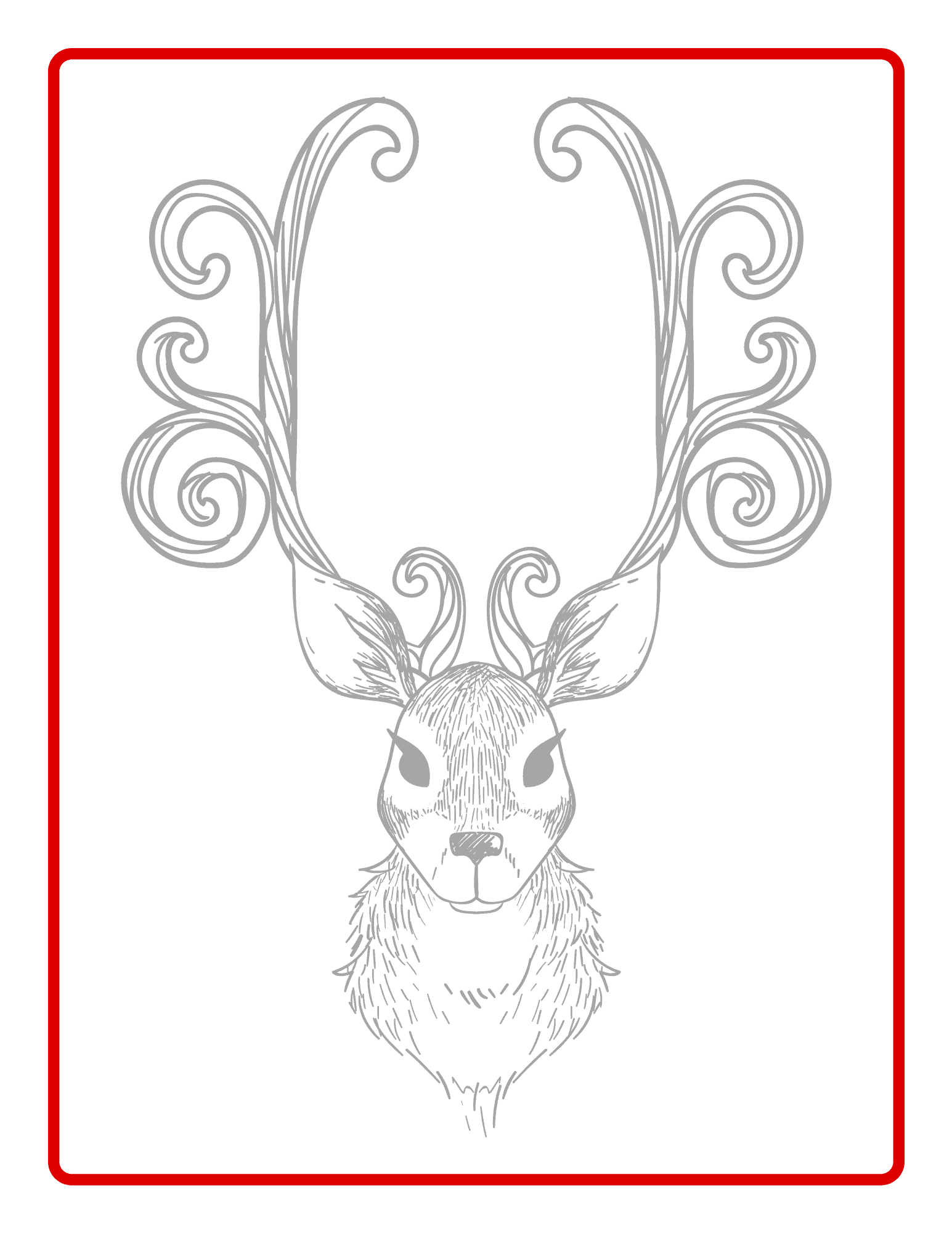 reindeer coloring sheet with curling antlers