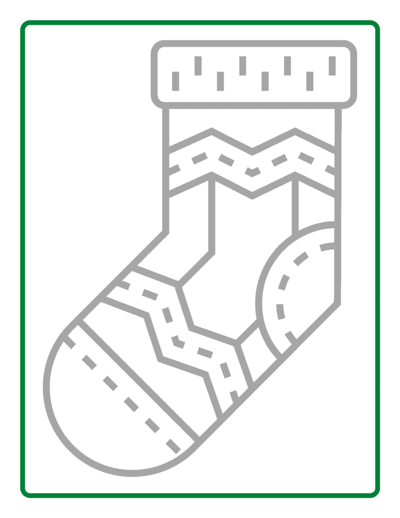 outline of Christmas stocking for coloring