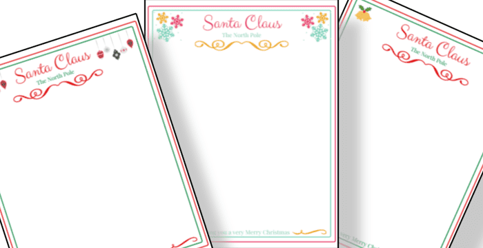 3 sheets of Santa letter heading pages