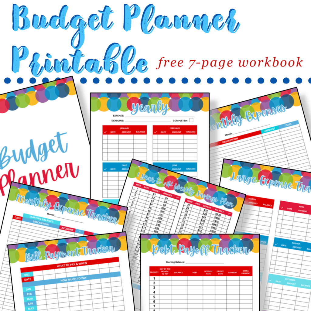 several rainbow colored budgeting sheets.