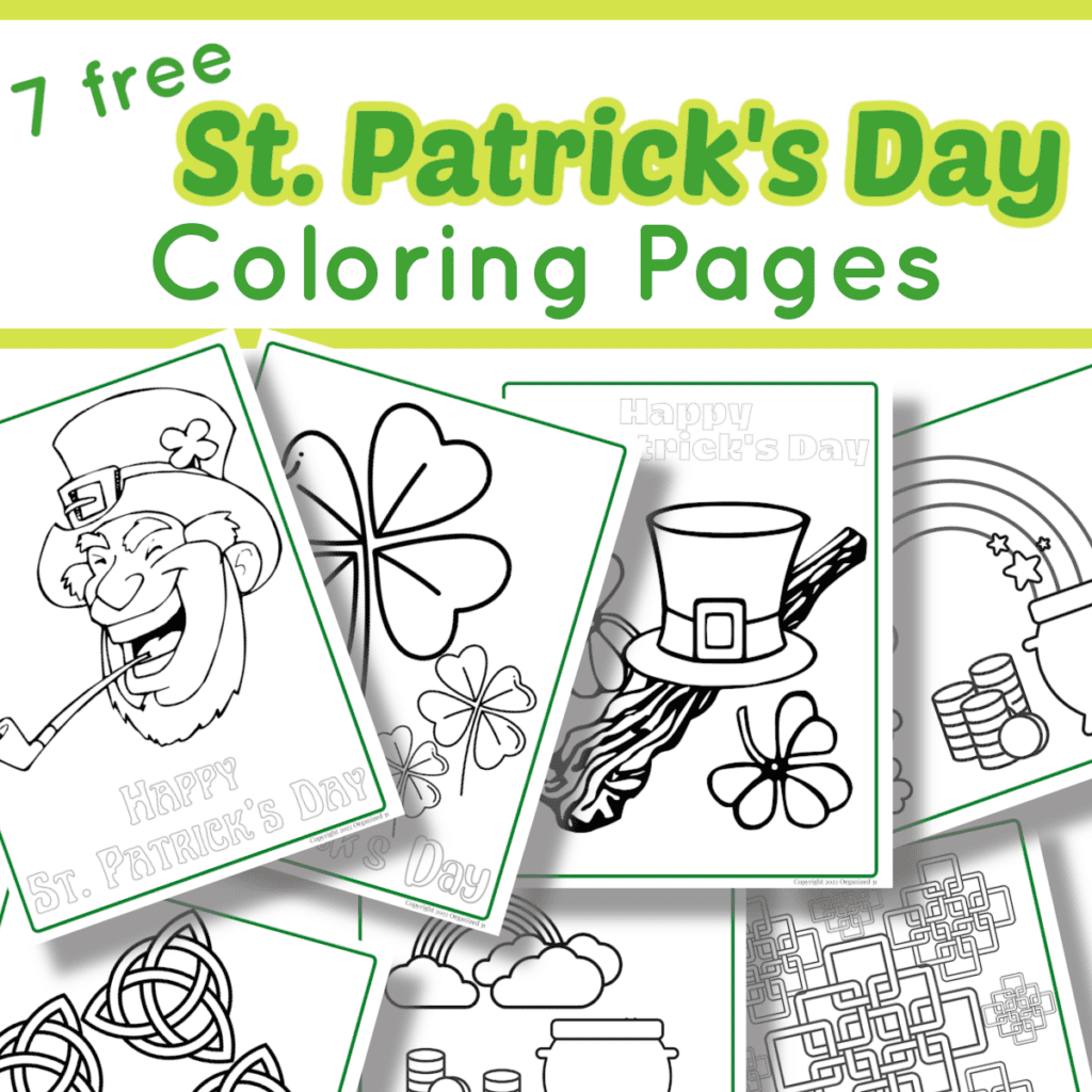 7 St. Patrick coloring sheets.