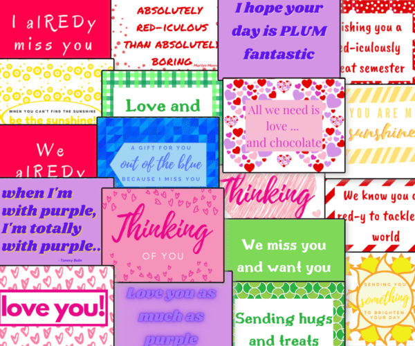 many colorful care package notes printables