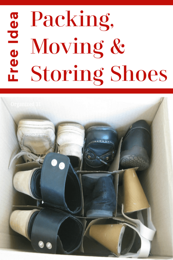 overhead view of shoes packed in box