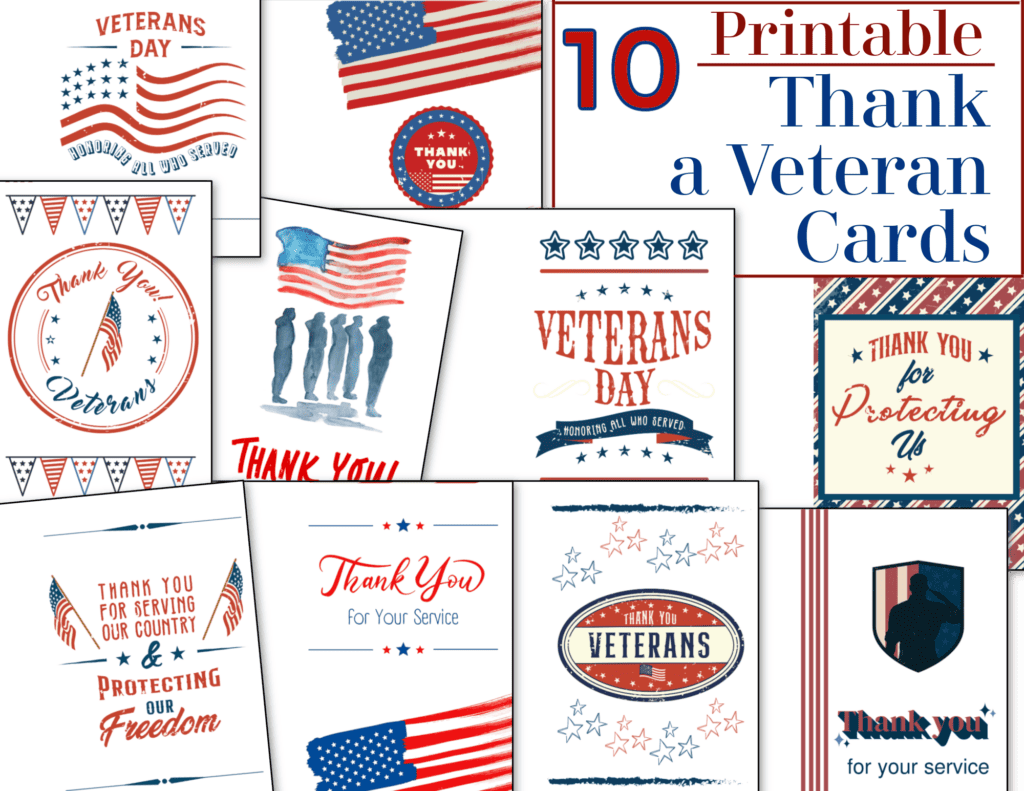 Collection of red, white and blue patriotic cards.
