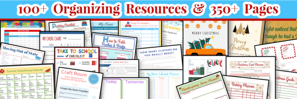 collage of multiple colorful organizing checklists.