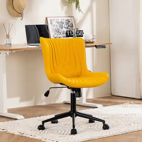Modern Armless Desk Chair, Height Adjustable Swivel Rocking in 11 Colors